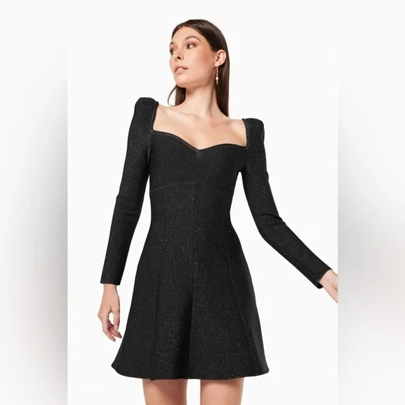 Elliatt Mallory Long Sleeve Mini Dress in Blacksilver - Picture 2 of 6